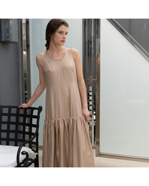 Bel Cashmere Brown Verona Silk Dress Taupe