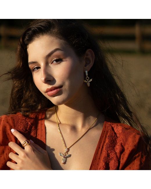 Ebru Jewelry Metallic Golden Phoenix Drop Earrings