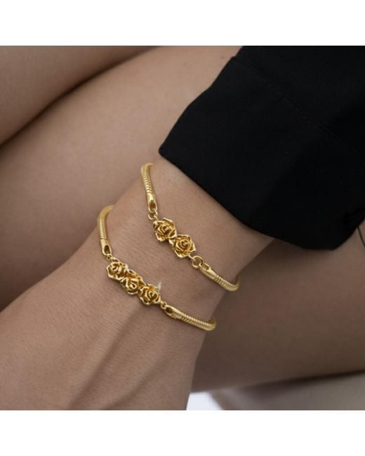 Unaloe Metallic Purelei Double Rose Vermeil Snake Chain Bracelet