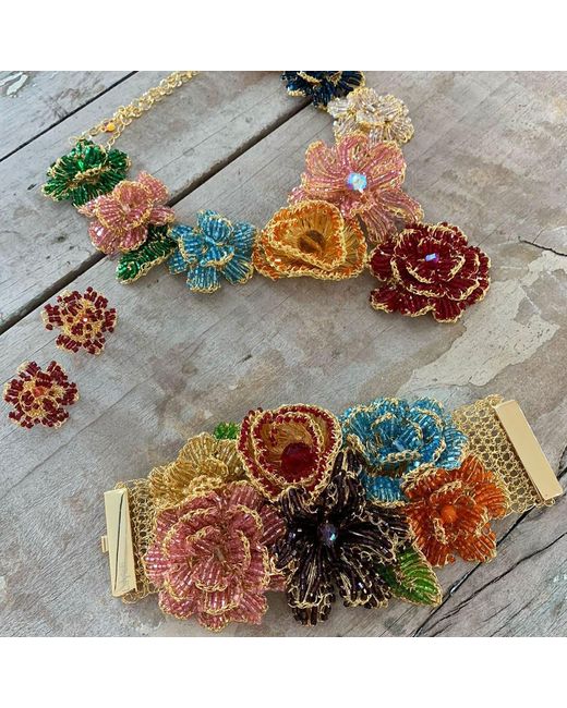 Lavish by Tricia Milaneze Multicolor Blossom Handmade Necklace