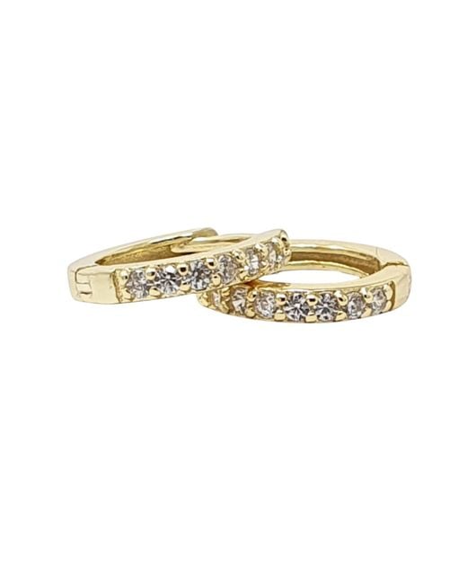 Harfi Metallic Diamond April Birthstone Crystal Small Huggie Hoop Earrings