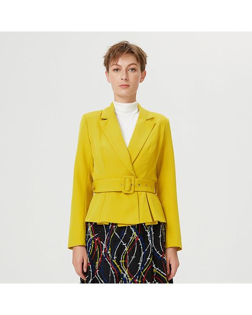Smart and Joy Yellow Pleated Skirt Tailor Jacket