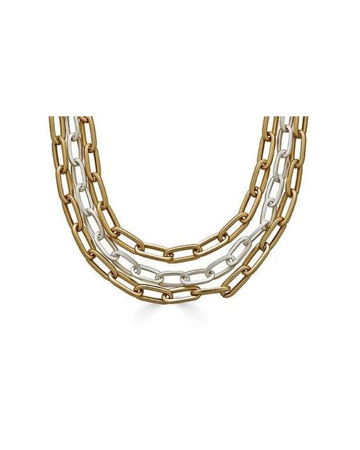 Loni Paul Jewelry Metallic Three Strand Matte & Paperclip Necklace