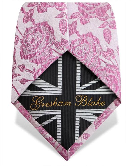 Gresham Blake Pink Rose Silk Tie for men