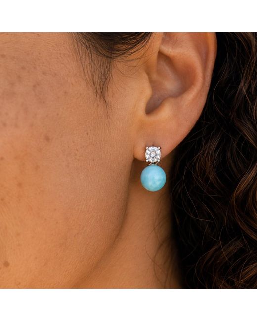 Ormiro Blue Mermaid's Tear Larimar Stud Earrings