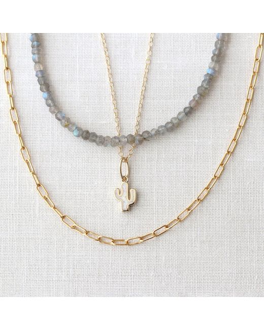 Kris Nations Metallic Opal Cactus Charm Necklace