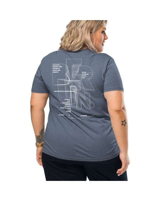 Anchor and Crew Blue Heather Gustatory Berlin Coffee Scene Organic Cotton Embroidered T-Shirt