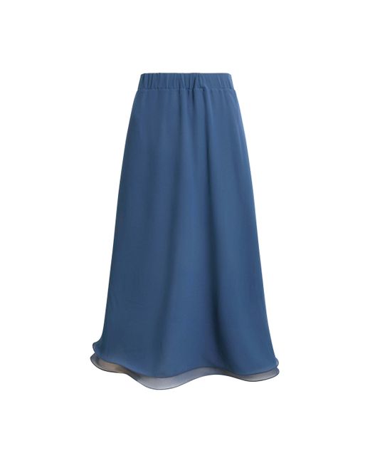 James Lakeland Blue Wave Hem Tiered Skirt Denim