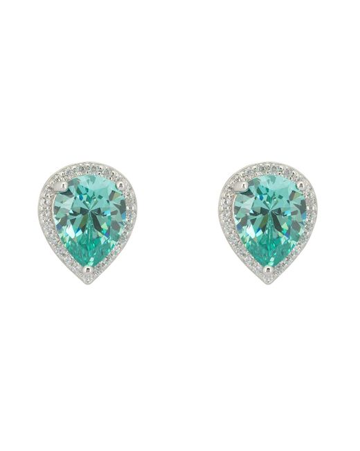 Latelita London Green Theodora Aquamarine Teardrop Gemstone Stud Earrings Silver