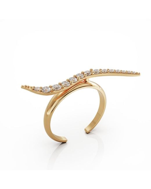 Linda Fiore Metallic Swirl Ring With Clear Cz