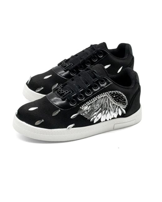 Rettrose Black Alina Luxury Satin Handmade Embellished Tennis Shoe