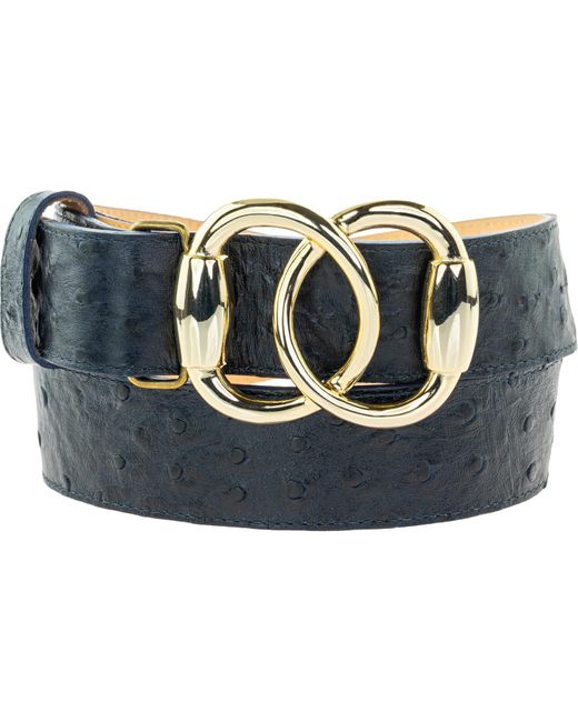 Peachy Belts Ltd Blue Bit Buckle & Ostrich Belt