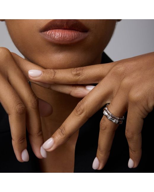 Vanhi White Bamboo Chunky Crystal Ring