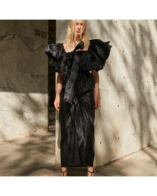 Miro Misljen Black Midnight Ruffle Statement Gown