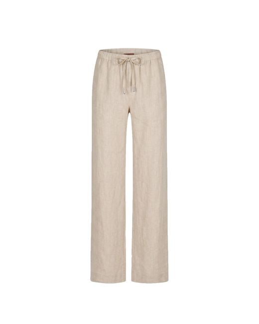 Maison Tangerine Natural Neutrals Linen Wide Leg Long Trousers Sand For