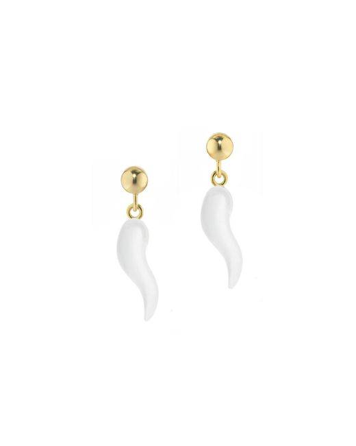 Unaloe White Earrings With-Plated Horn Pendant