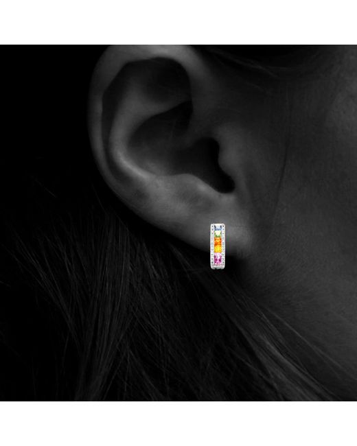 Cervin Blanc White Diamond And Multi Coloured Sapphires Earrings