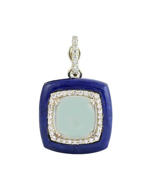 Artisan Blue 14K Lapis & Amethyst Diamond Halo Pendant