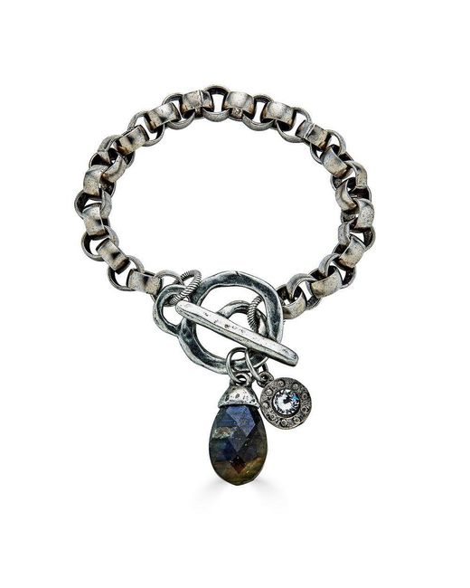 Loni Paul Jewelry Black Labradorite & Crystal Charm Bracelet