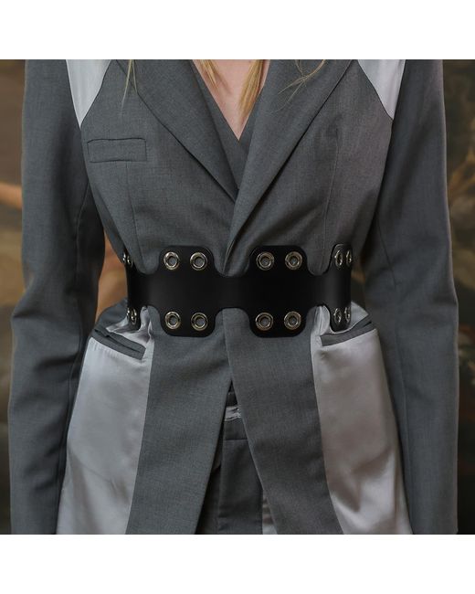 Haute Cuir Black Annora Wide Leather Belt