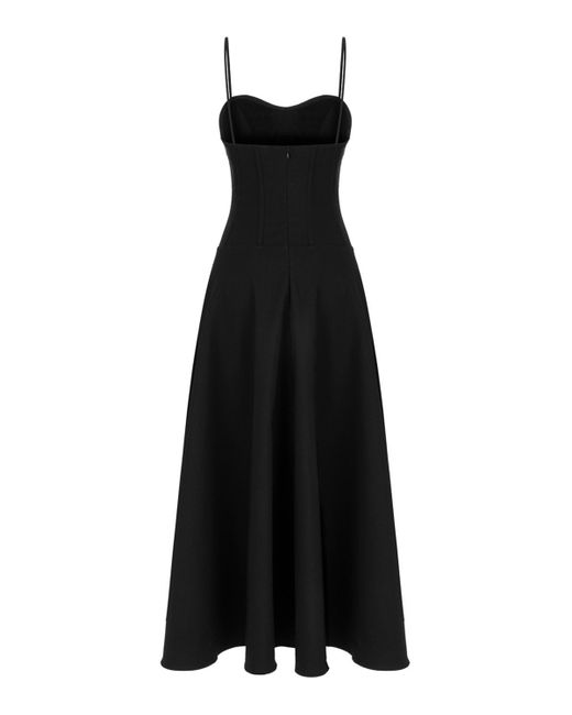 Nocturne Black Corset Detailed Midi Dress