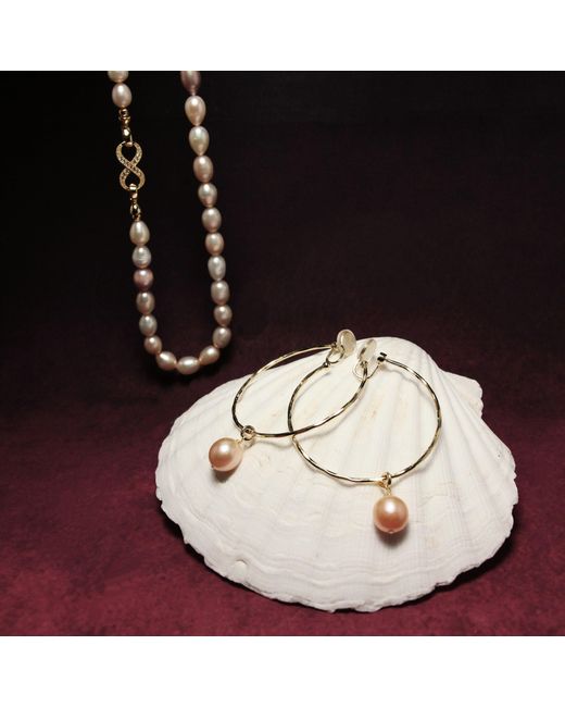 Ninemoo Metallic Lumière Blush Pearl Clip Earrings