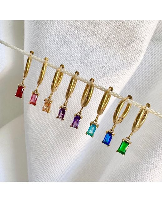 Evie Jewelry Metallic Luxe Amethyst Drop Huggie Earrings