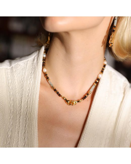 Retro Chic Metallic Palms Necklace