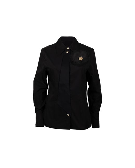 Laines London Black Laines Couture Tie Shirt With Corsage