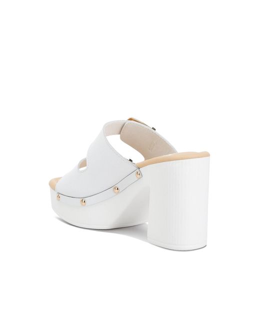 Rag & Co White Kenna Dual Buckle Strap Sandals