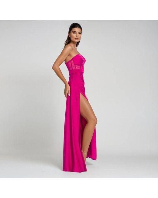 Angelika Jozefczyk Pink Fuchsia Satin Corset Evening Gown Napoli
