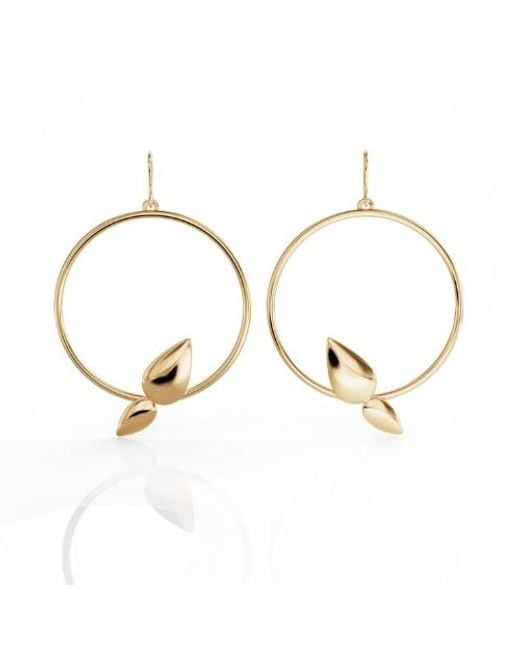 Linda Fiore Metallic Lotus Hoop Earrings, Vermeil
