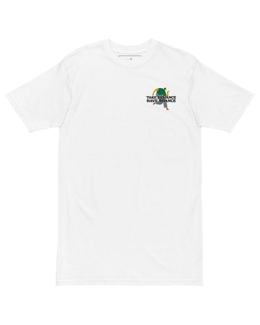 Anchor and Crew White Take A Chance Have A Dance Disco! Heavy Cotton Embroidered T-Shirt for men
