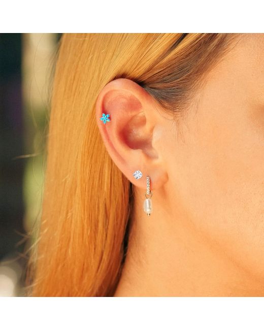 Spero London White Diamond Solitaire Stud Earring