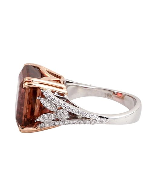 Artisan Red Natural Tourmaline & Diamond Cocktail Ring