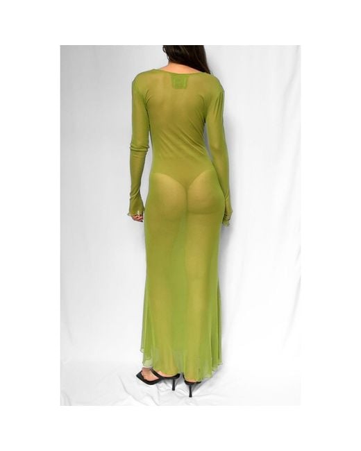 Alia Studio Green Améthyste Maxi Mesh Dress