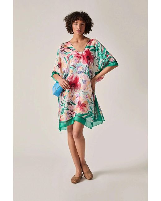James Lakeland White Floral Mosaic Kaftan