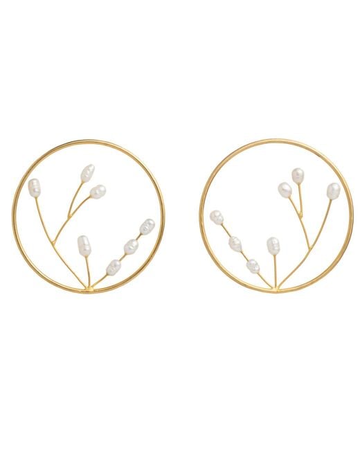 Meraki by Rashmi Bajaj Metallic Perla De Blanca Plated Hoop Earrings With Delicate Pearls