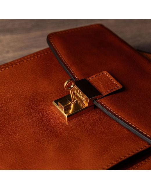Time Resistance Brown Small Leather Briefcase For