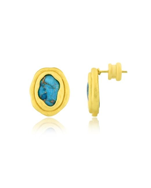 Arvino Blue Copper Turquoise Studs for men