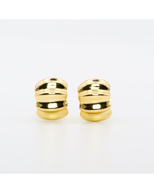 Miss Cecilia Metallic Ribbed Small Hoops