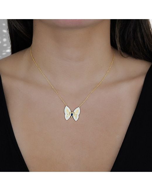 Ebru Jewelry Metallic Hope Butterfly & Diamond Necklace