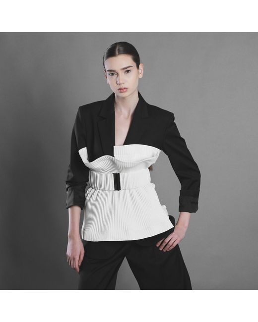 Silvia Serban White Pleated Eco-Leather Belt