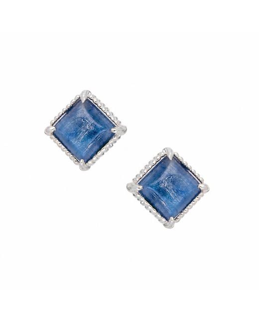 Heather Hawkins Jewelry Blue Kyanite Square Setting Stud Earrings