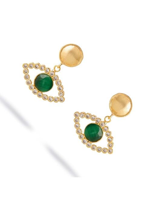 Ebru Jewelry Metallic Emerald Harmony Eye Earrings