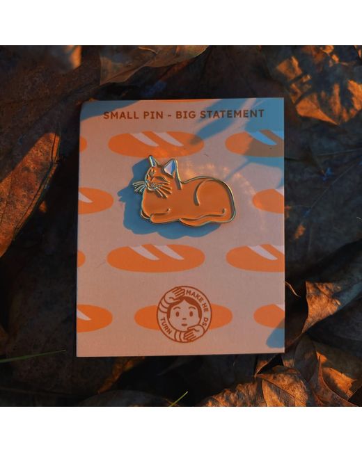 Make Heads Turn Orange Enamel Pin Cat Loaf