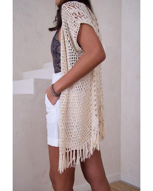 Saachi Natural Moondial Crochet Kimono