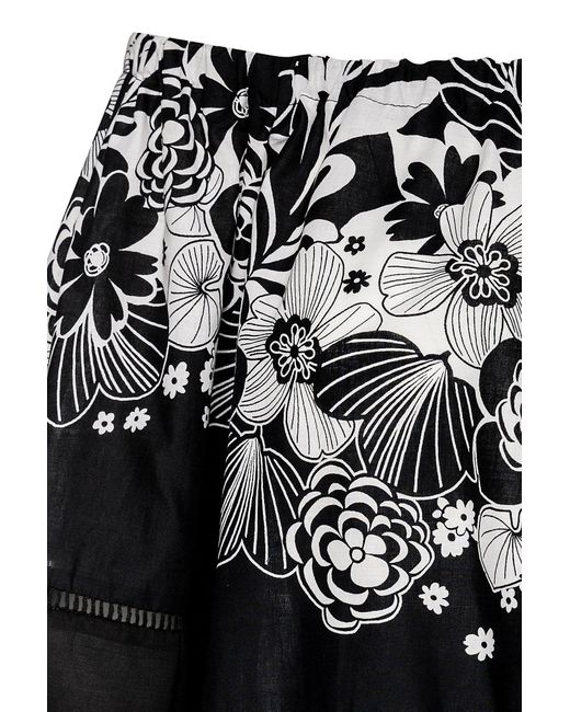 Conquista Black Floral Top With Bell Sleeves