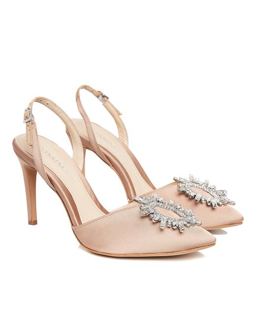Ginissima Pink Neutrals Alice Nude Shoes With Crystal Brooch