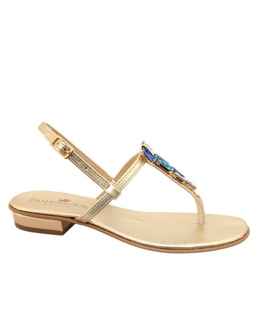 DAMAPREZIOSA Metallic Selene Sapphire Jewel Sandal